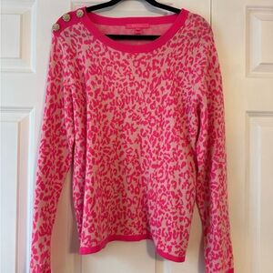 Lilly Pulitzer Vibrant Pink and Cream Leopard Sweater